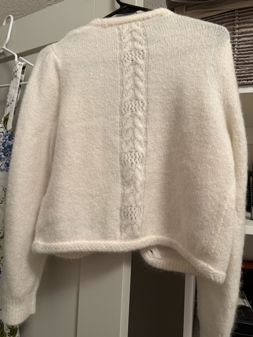 Sezane Cream Fuzzy Button-Front Cardigan - Picture 5 of 7